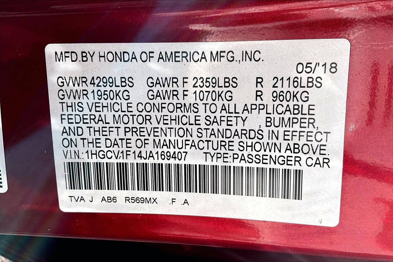 2018 Honda Accord Sedan LX 1.5T