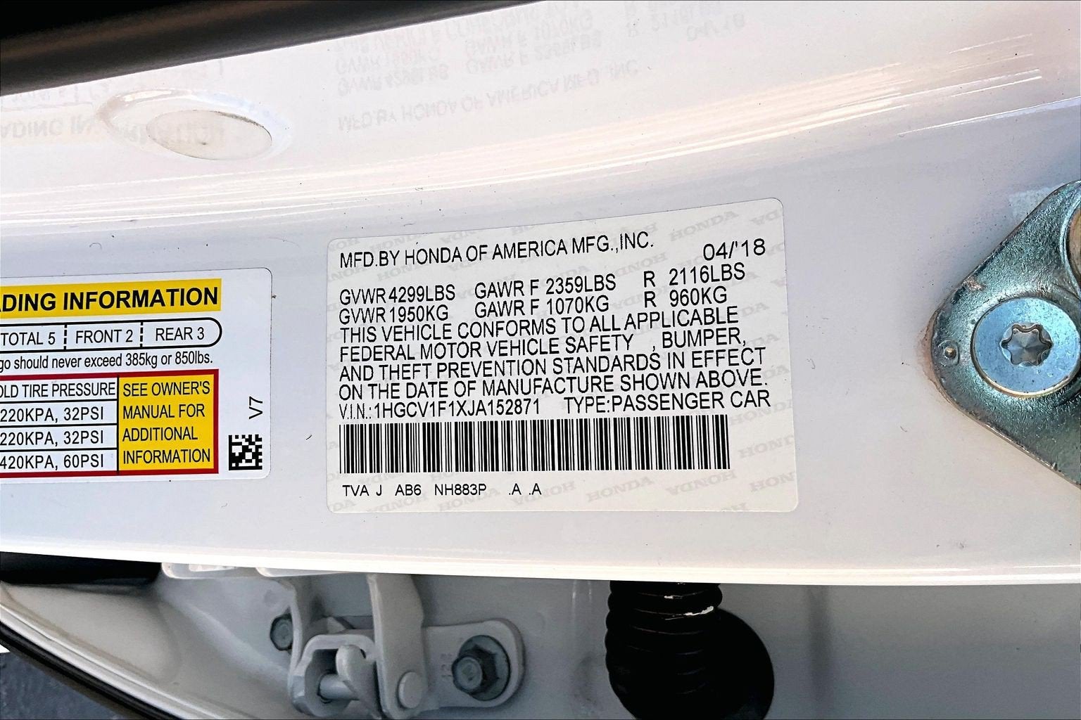 2018 Honda Accord Sedan LX 1.5T