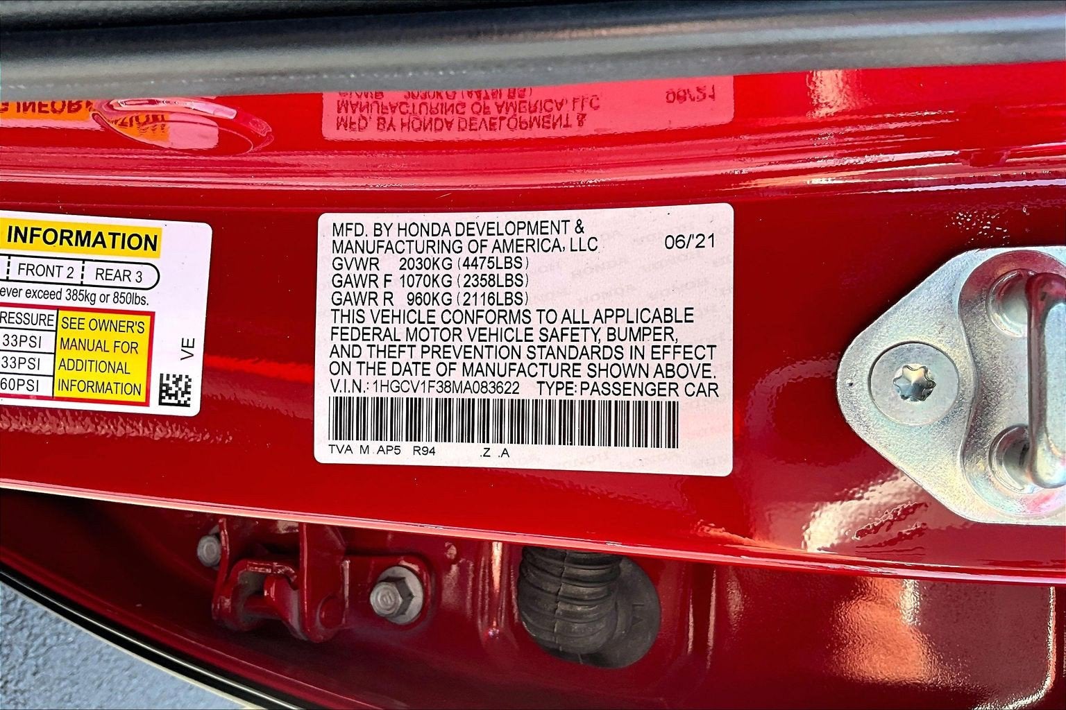 2021 Honda Accord Sedan Sport