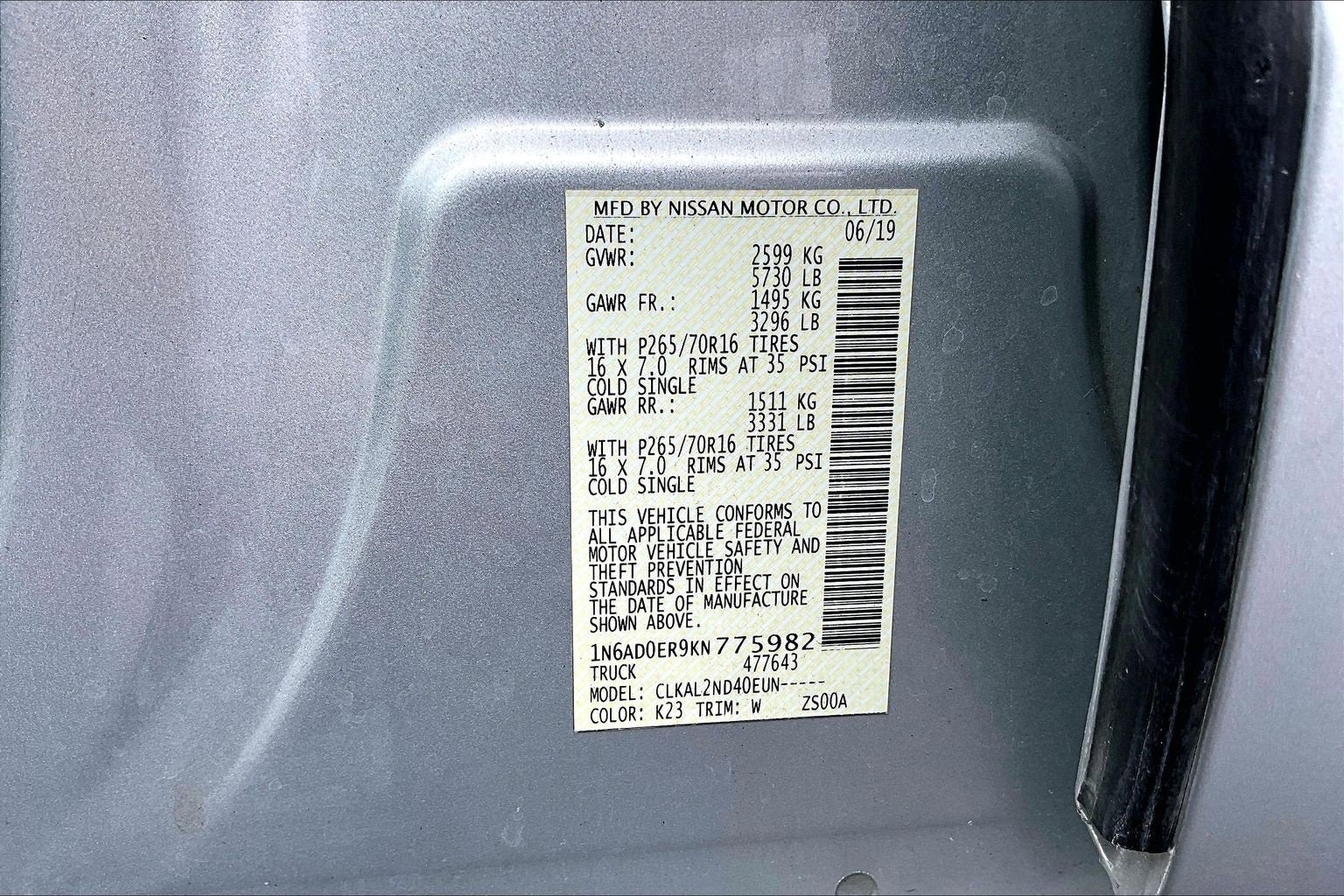 2019 Nissan Frontier SV