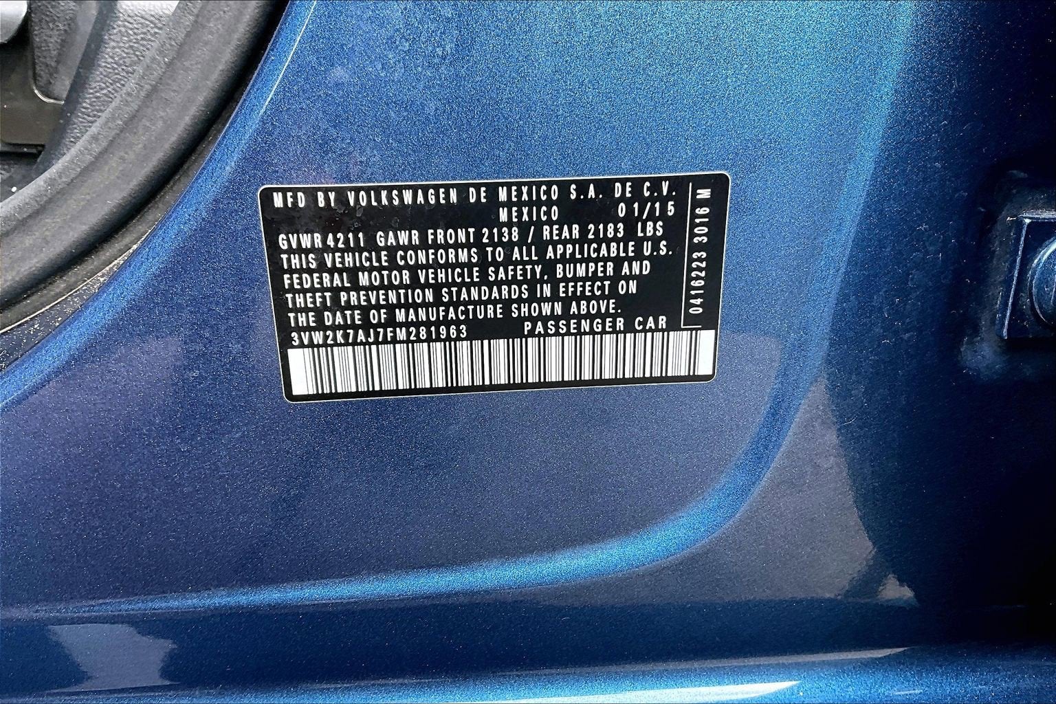 2015 Volkswagen Jetta 2.0L S