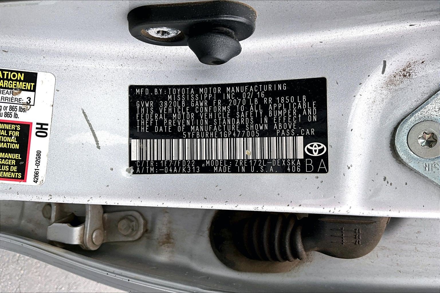 2016 Toyota Corolla S Plus