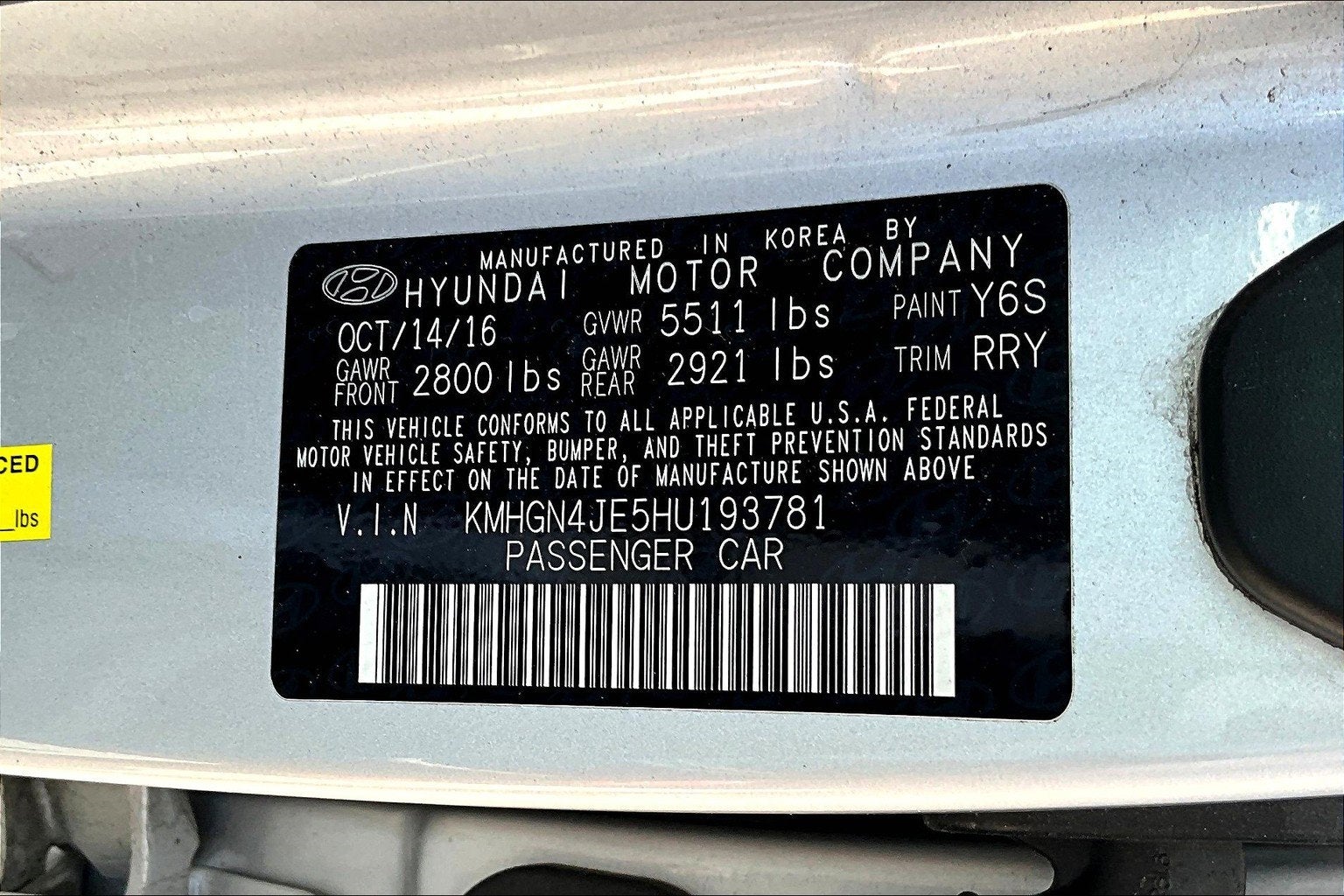 2017 Genesis G80 3.8L